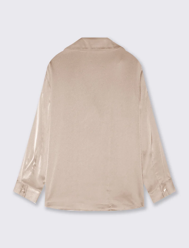 Camicia manica lunga con carrè retro - Beige grano