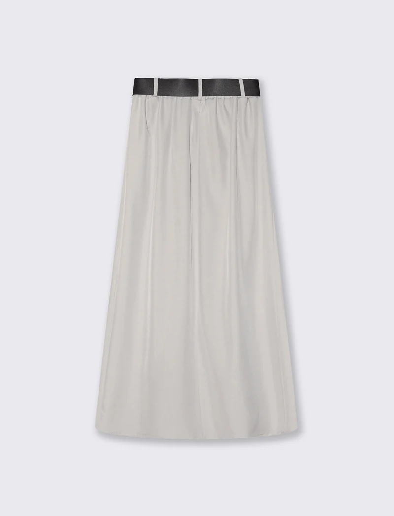 Gonna lunga con cintura elegante e versatile - Grigio fango