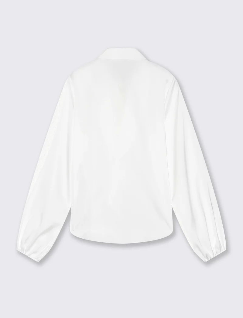 Casacca manica lunga con rouches - Bianco panna