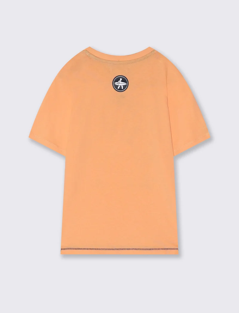 T-shirt con stampa frontale trendy e casual - Pesca