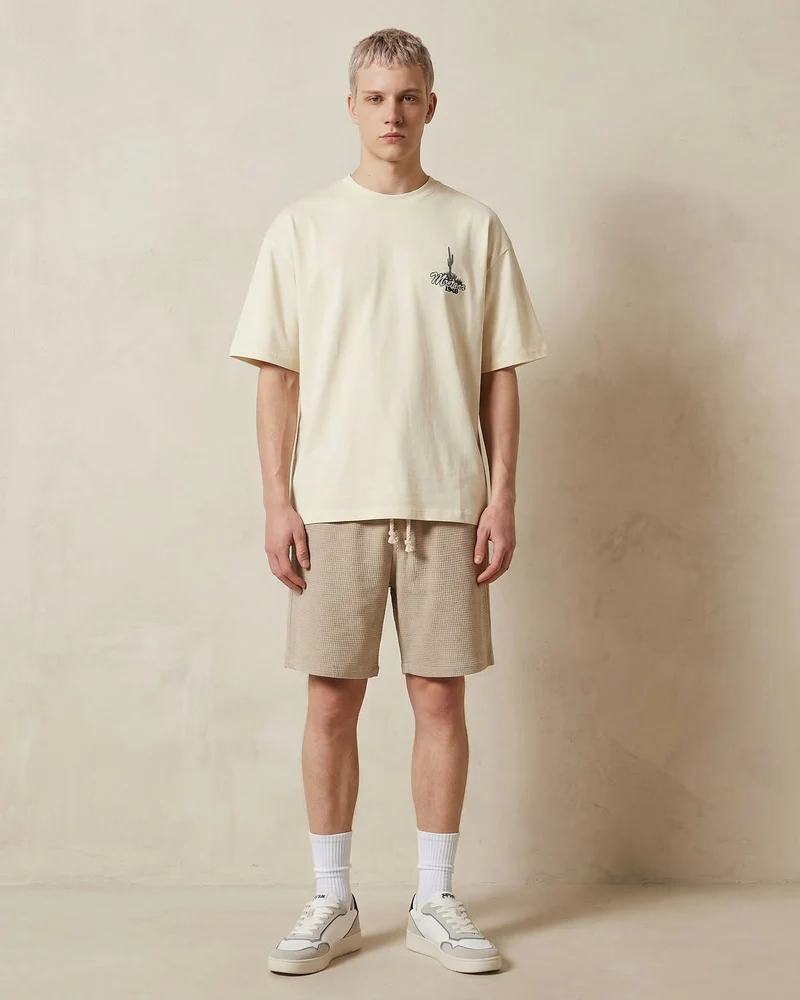 Bermuda Jogger in Jacquard Relaxed Fit - Sabbia