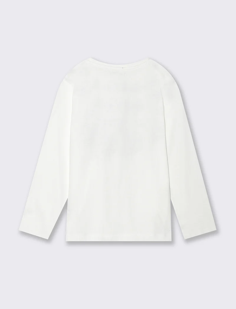 T-shirt manica lunga stampata da bambina - Bianco latte