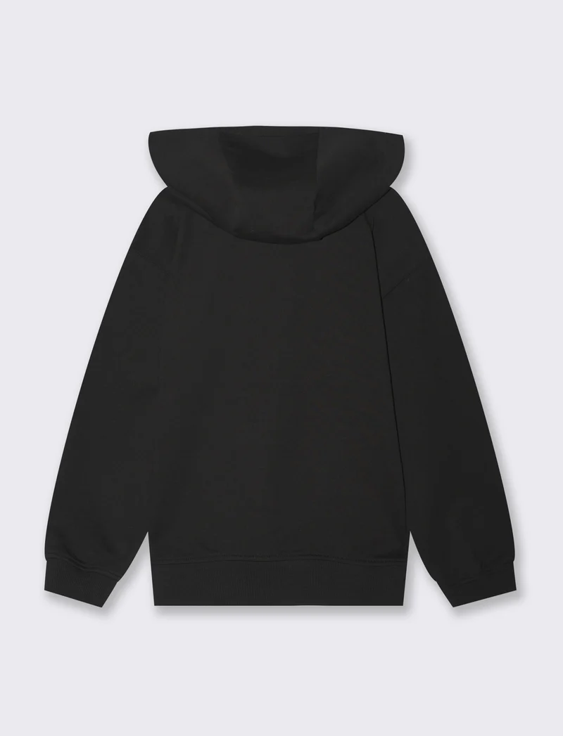 Felpa aperta con cappuccio da bambino - Nero