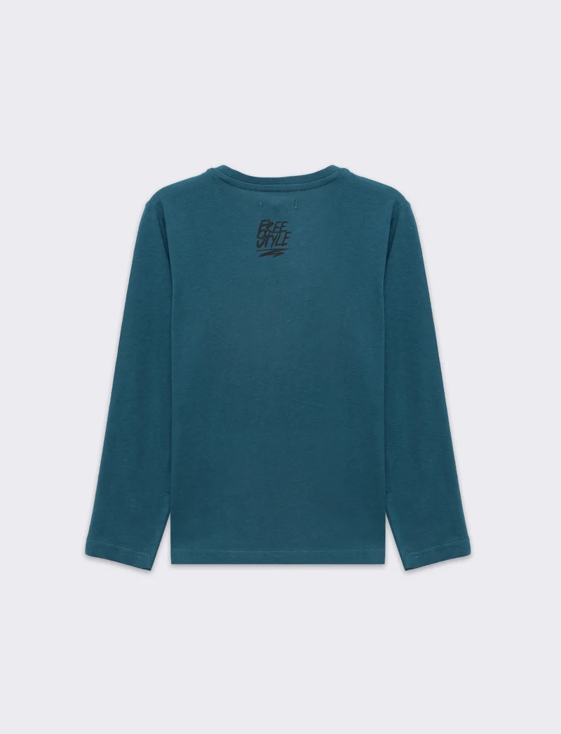 T-shirt girocollo da bambino - Verde Ottanio