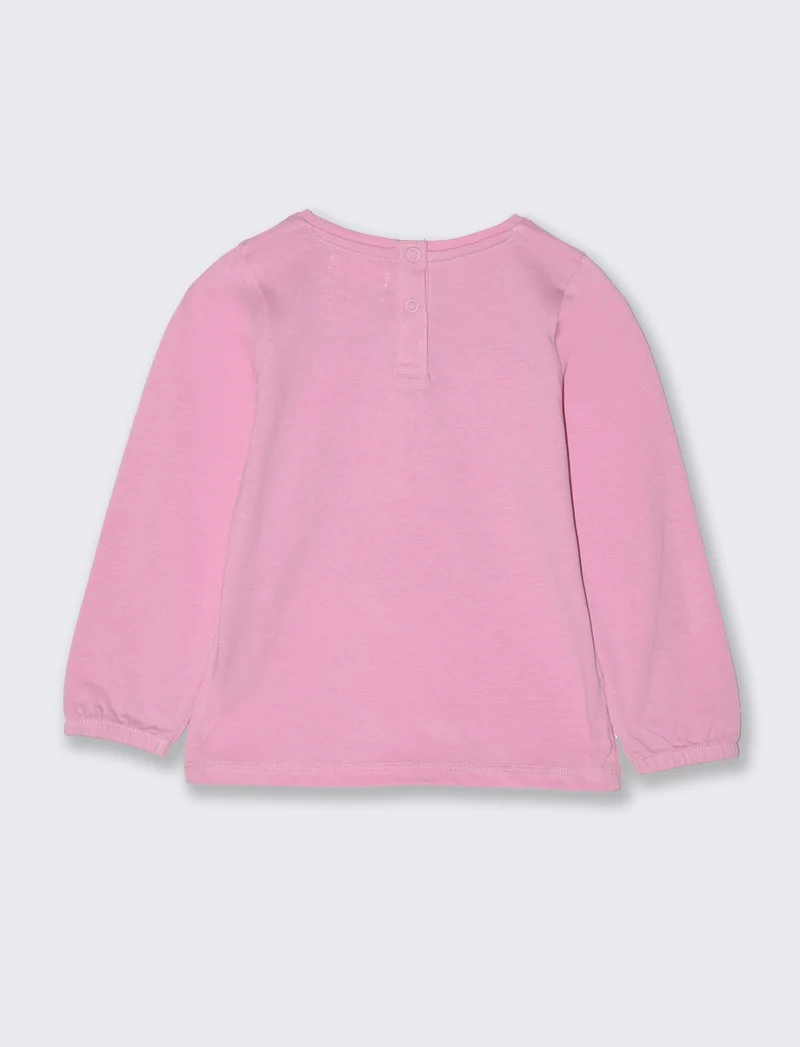 T-shirt con fondo manica elastico da neonata - Rosa