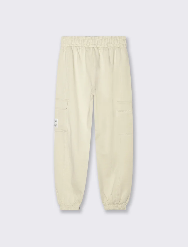 Jogger con tasconi in french terry da bambina - Beige