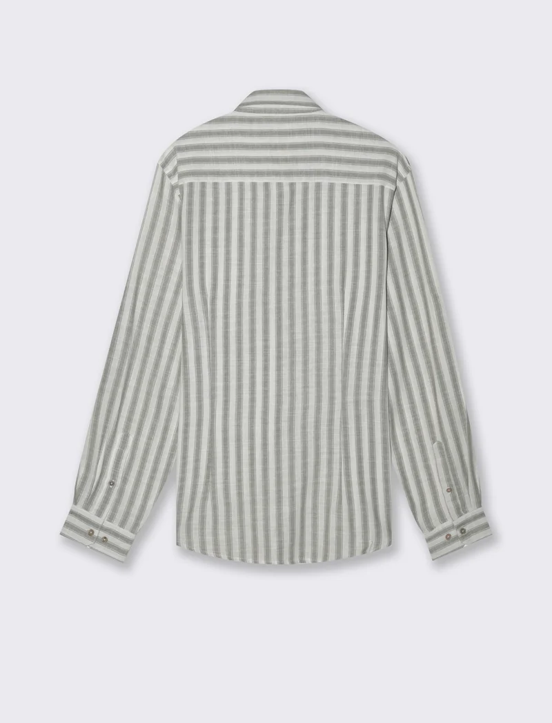 Camicia a righe da uomo - Verde salvia