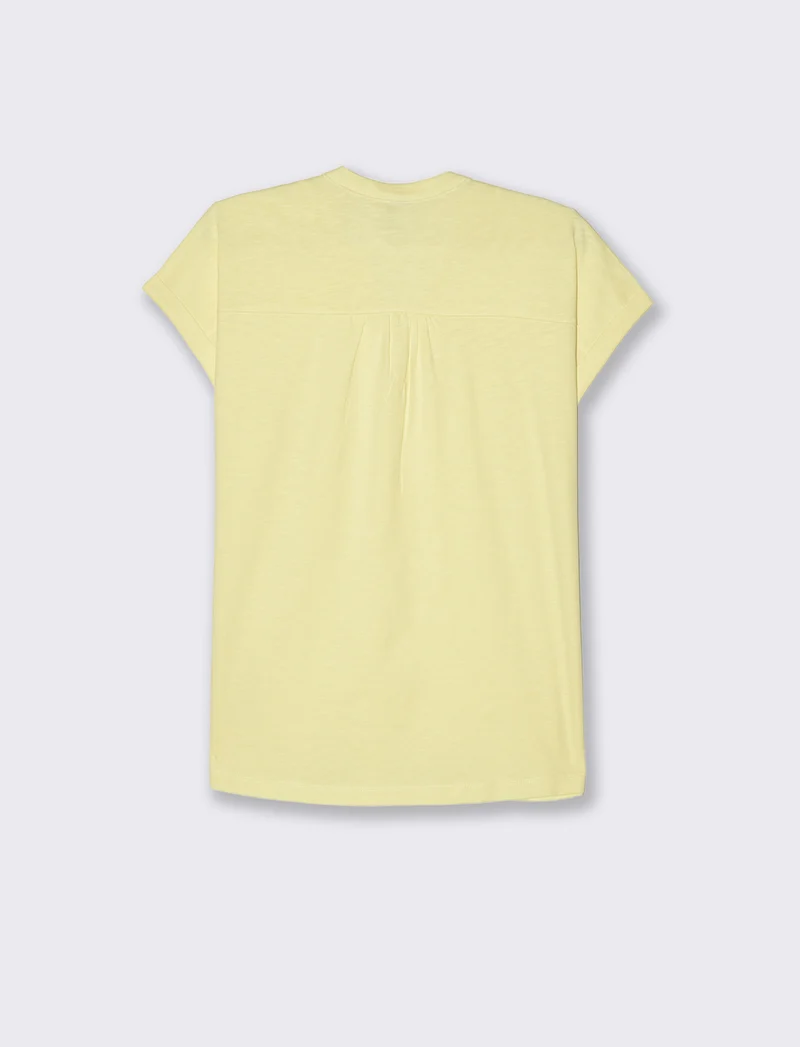 T-shirt con scollo a v da donna - Giallo pastello