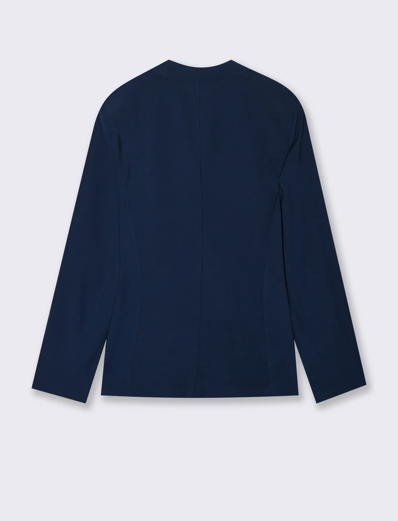 Giacca sfoderata con bottone gioiello - Blu