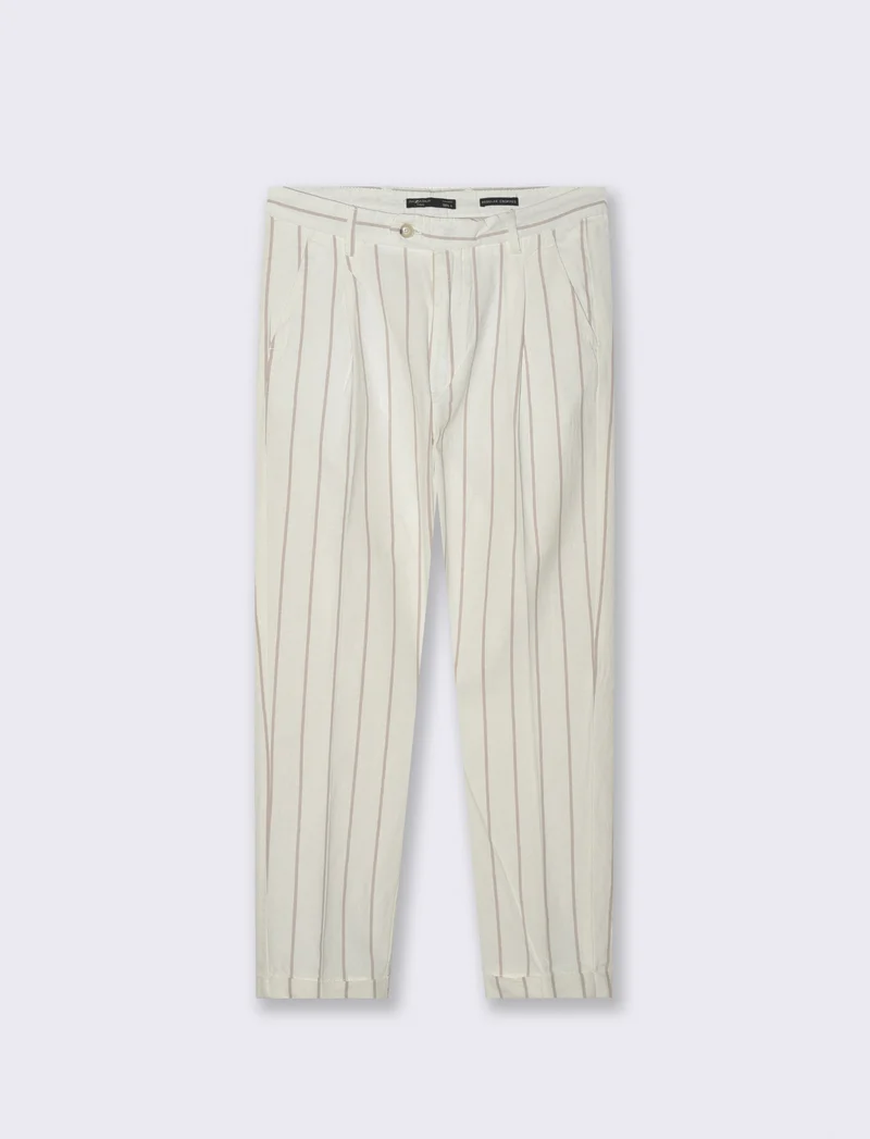 Pantaloni vita jogger misto lino da uomo - Bianco