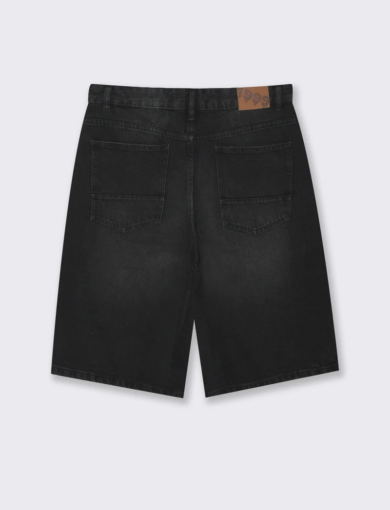 Bermuda di jeans skater da uomo - Nero