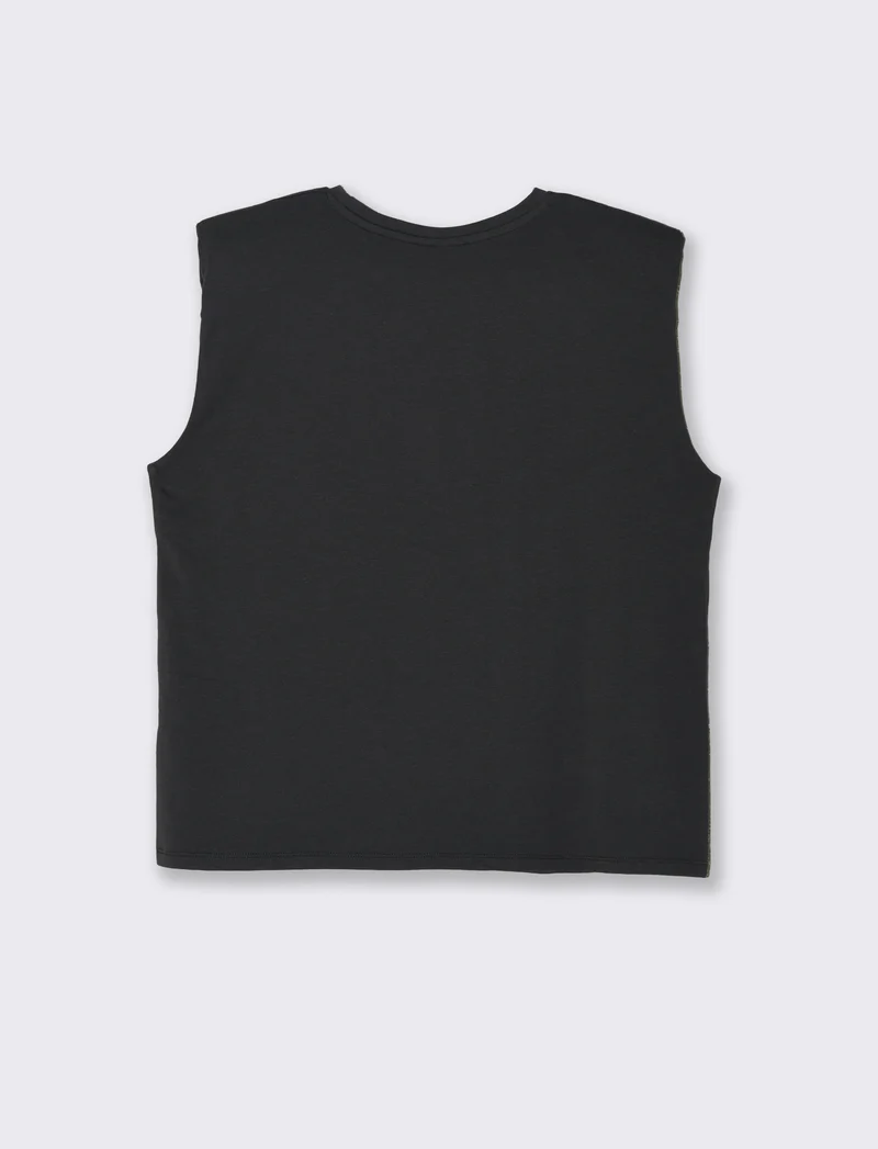 T-shirt con spalline da donna - Nero