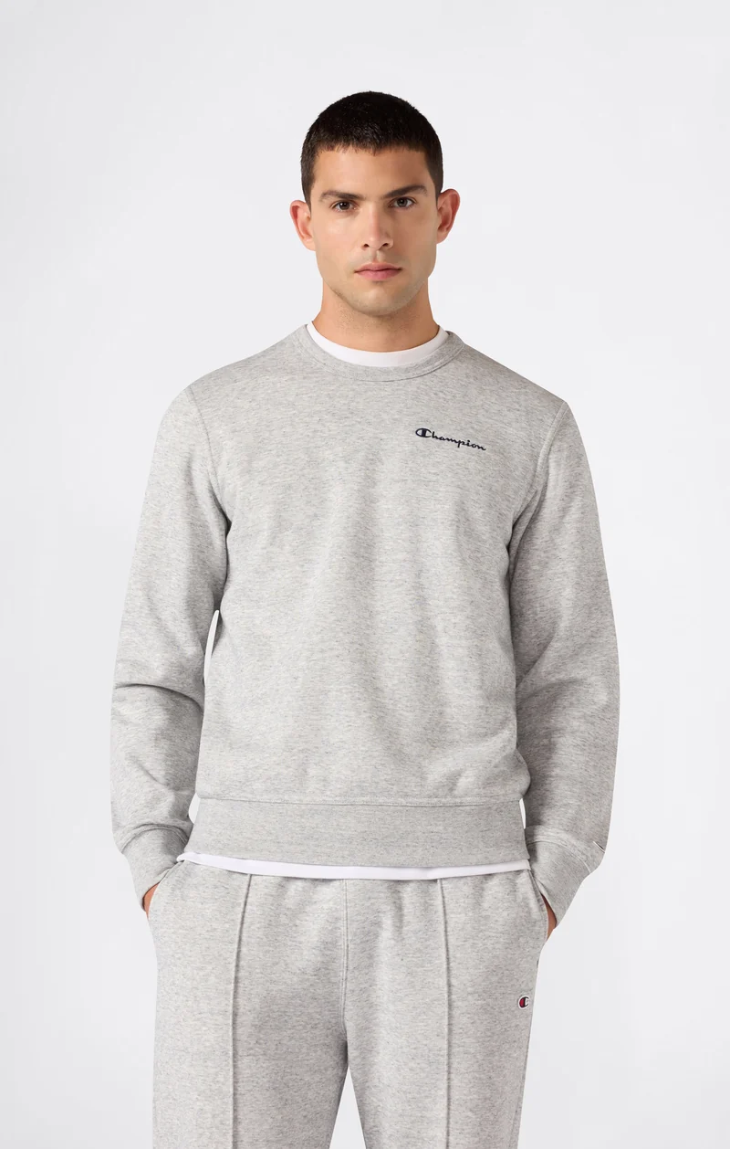 Men’s Fleece Crewneck Sweatshirt with Small Embroidered Logo Icons