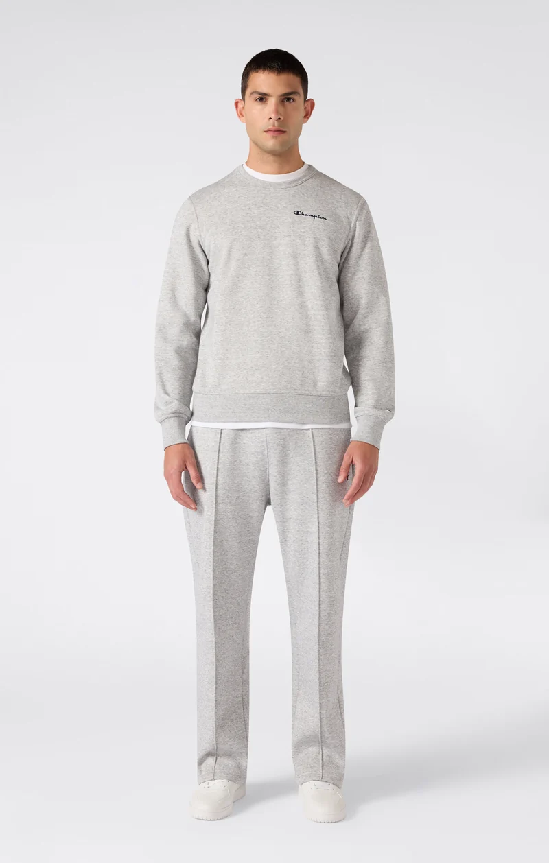 Men’s Fleece Crewneck Sweatshirt with Small Embroidered Logo Icons