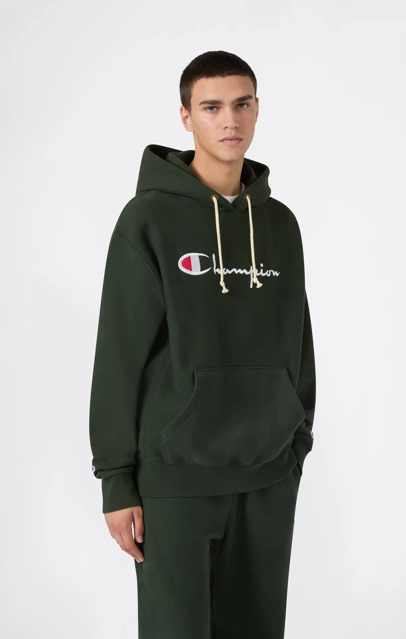 Men’s Heavyweight Hoodie with Brushed Fleece Interior Reverse Weave