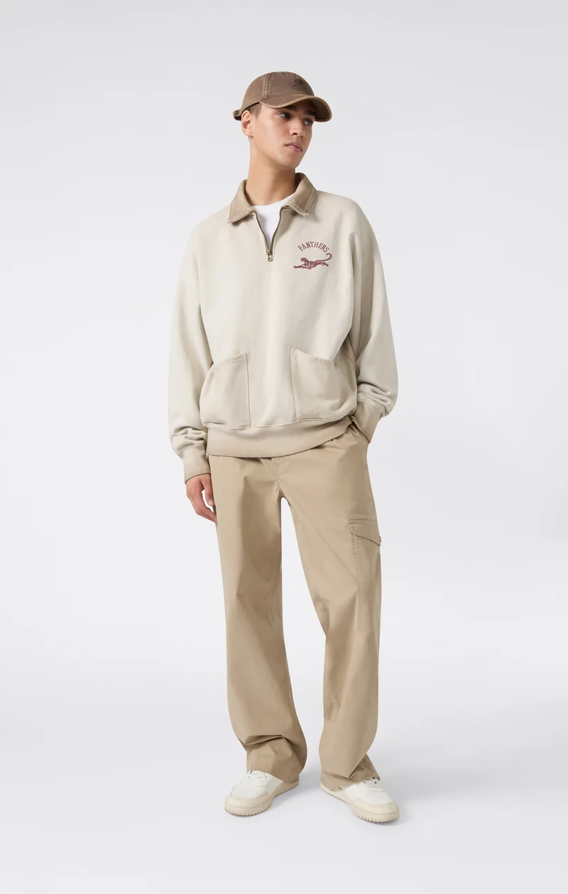 Men’s Washed Polo Half-Zip Neck Heavyweight Sweatshirt Time Capsule