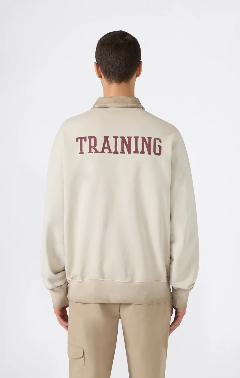 Men’s Washed Polo Half-Zip Neck Heavyweight Sweatshirt Time Capsule