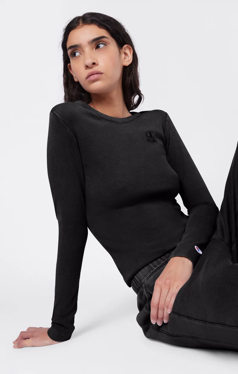 Women's Washed Long Sleeve Fitted T-Shirt Icons