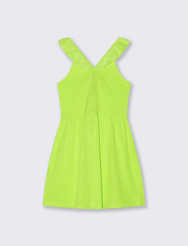 Vestito in tessuto con volant eleganti - Giallo