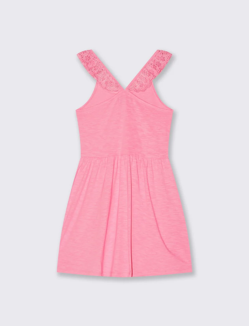 Vestito in tessuto con volant eleganti - Rosa big bubble