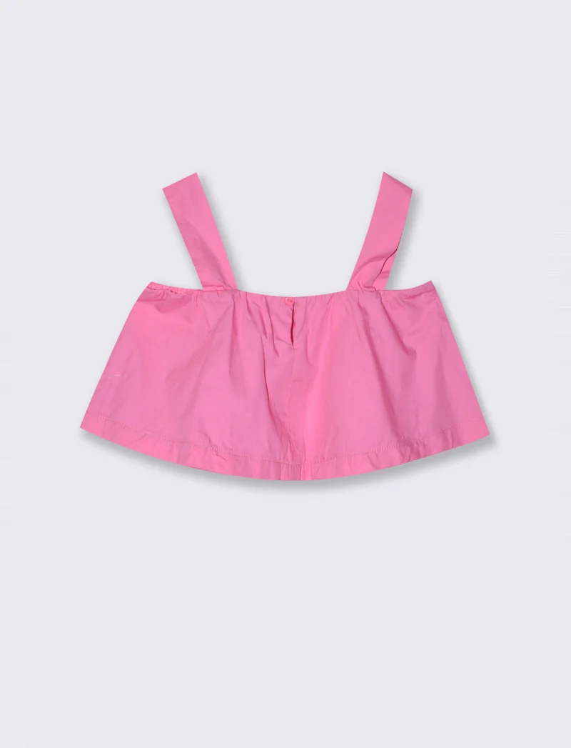 Top Cropped in Cotone con Fiori Decorativi - Rosa big bubble