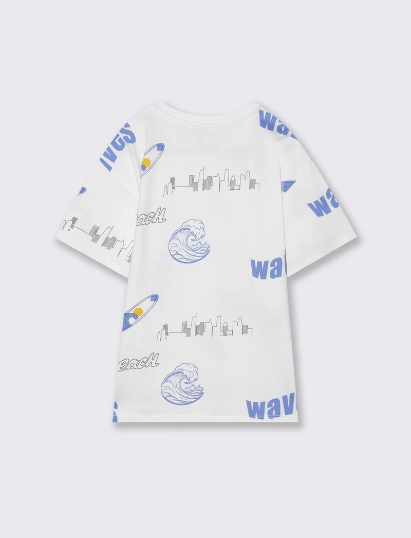 T-shirt girocollo estiva e energica - Bianco