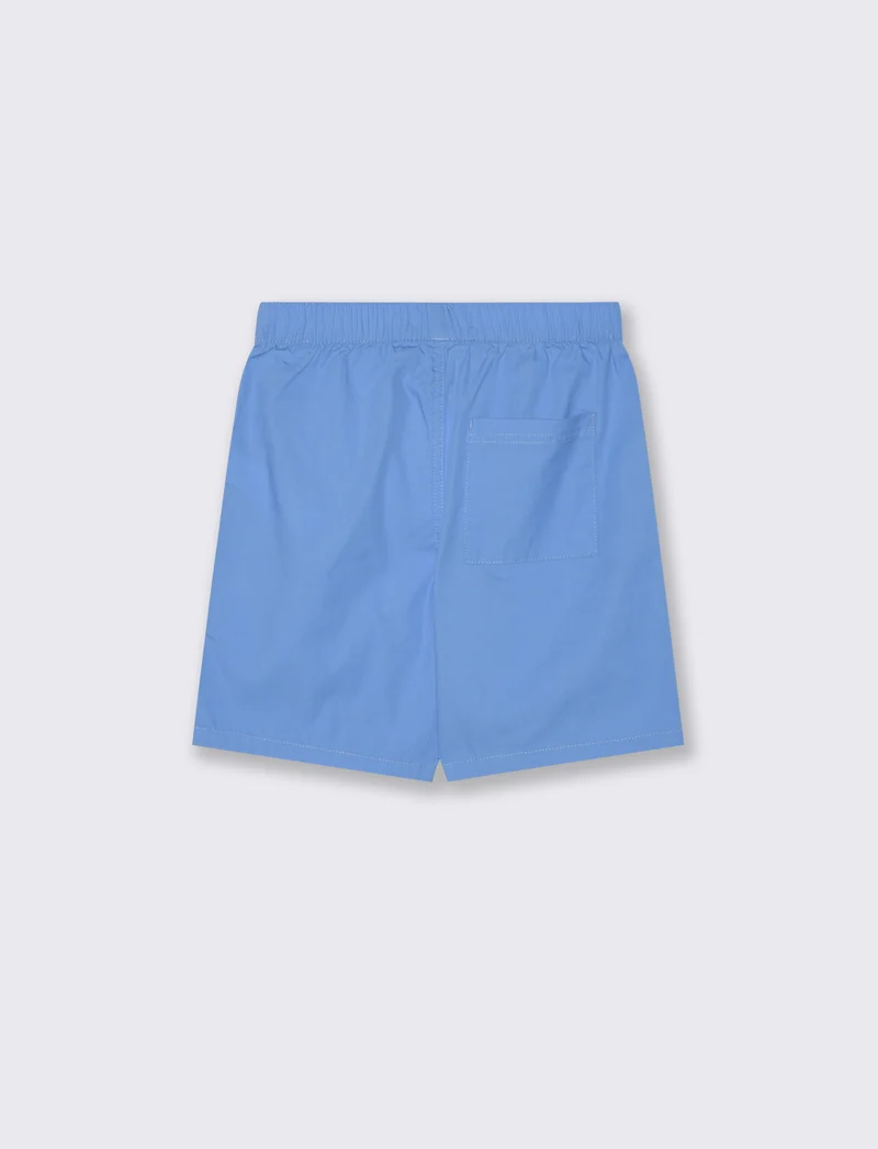 Bermuda in cotone tinta unita con tasche - Azzurro