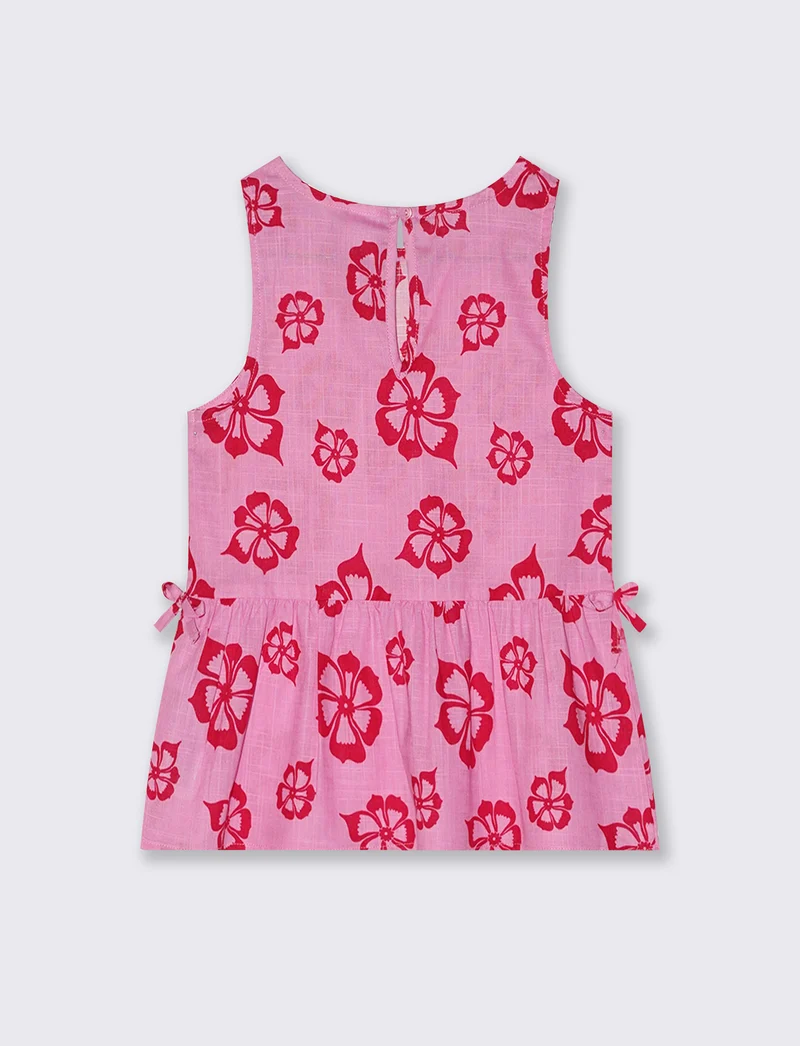 Camicia Floreale in Cotone con Rouches - Fantasia
