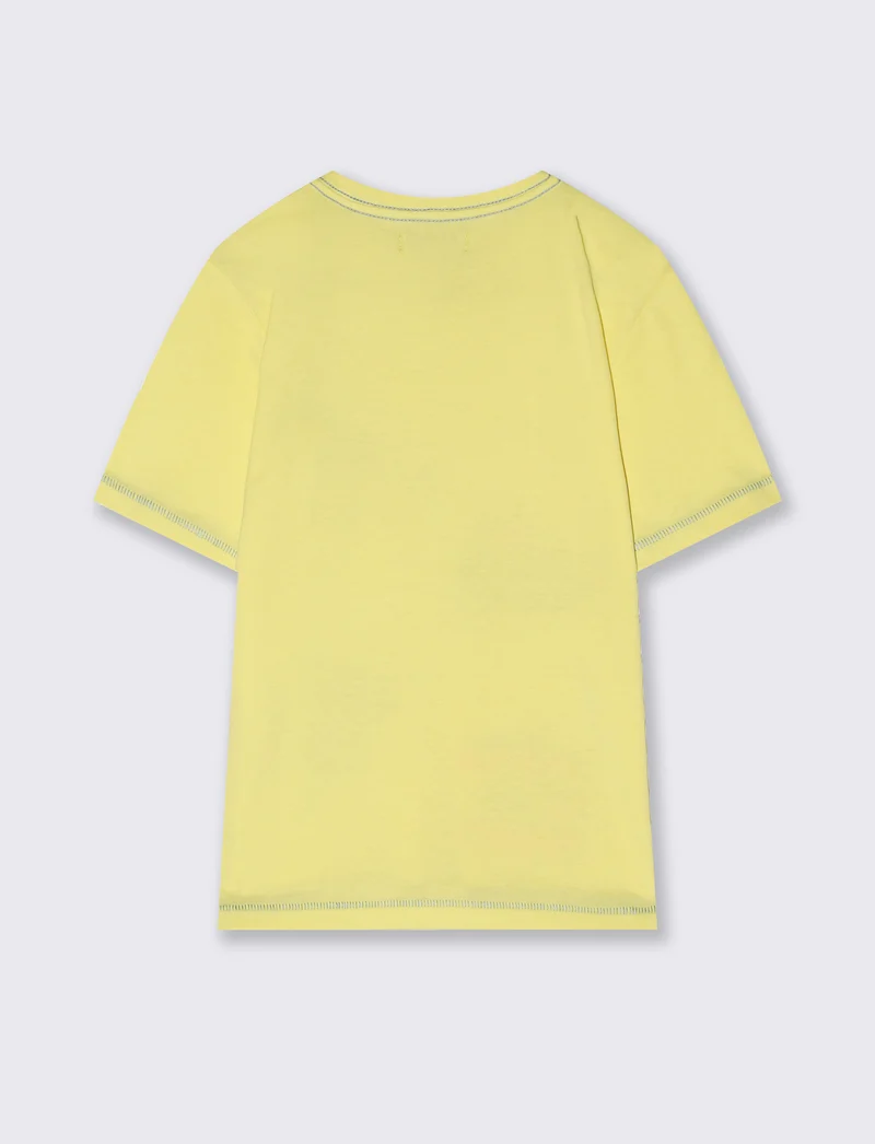 T-shirt mezza manica con stampa frontale - Giallo
