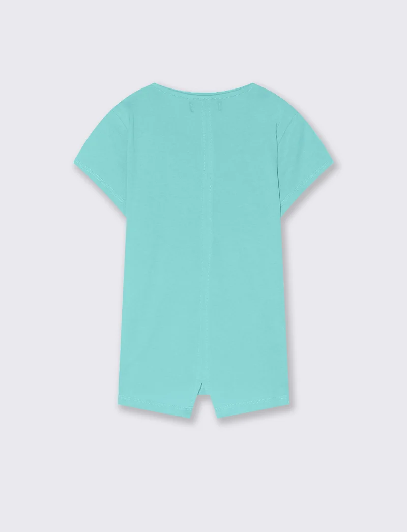 T-shirt mezza manica in cotone da bambina - Verde acqua