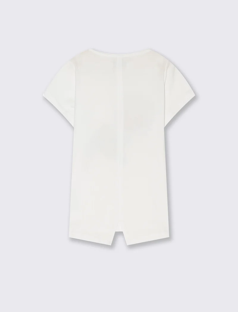 T-shirt mezza manica in cotone da bambina - Bianco