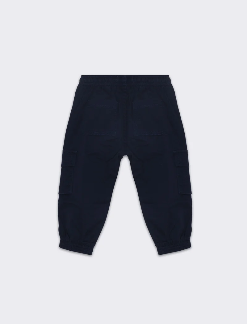 Pantalone in cotone elastico da neonato - Blu