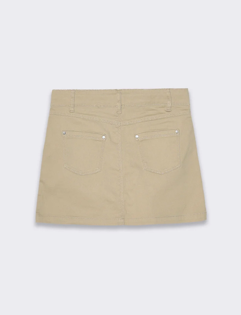 Gonna in twill di cotone elastico da bambina - Beige