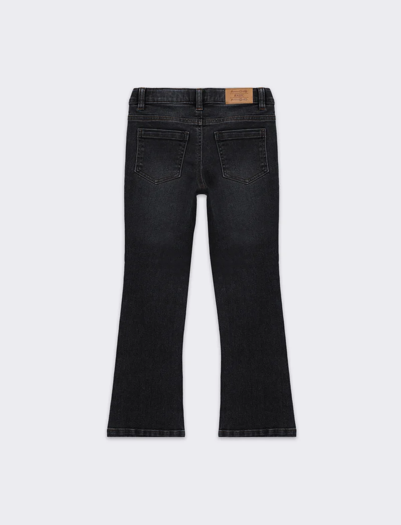 Denim elastico modello a zampa da bambina - Nero