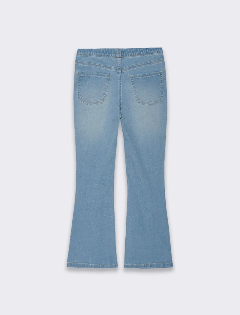 Leggings flare fit in denim elastico da bambina - Denim chiaro