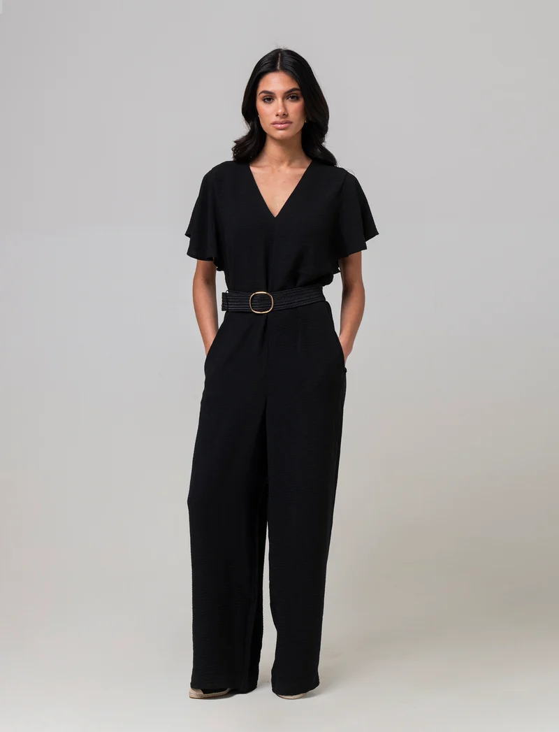 Tuta con cintura da donna - Nero