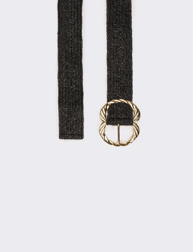 Cintura donna elastica fibbia metallo - Nero