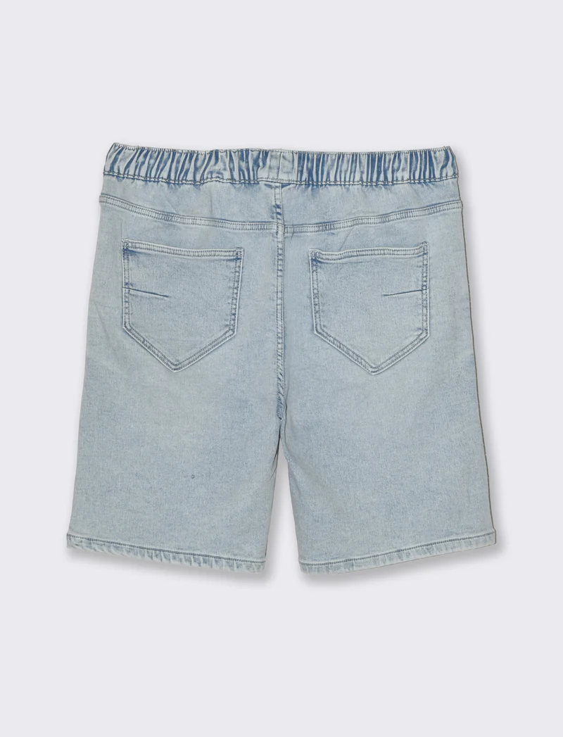 Bermuda in knitting effetto denim da uomo - Denim chiaro