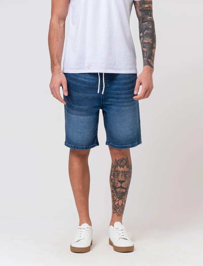 Bermuda in knitting effetto denim da uomo - Denim