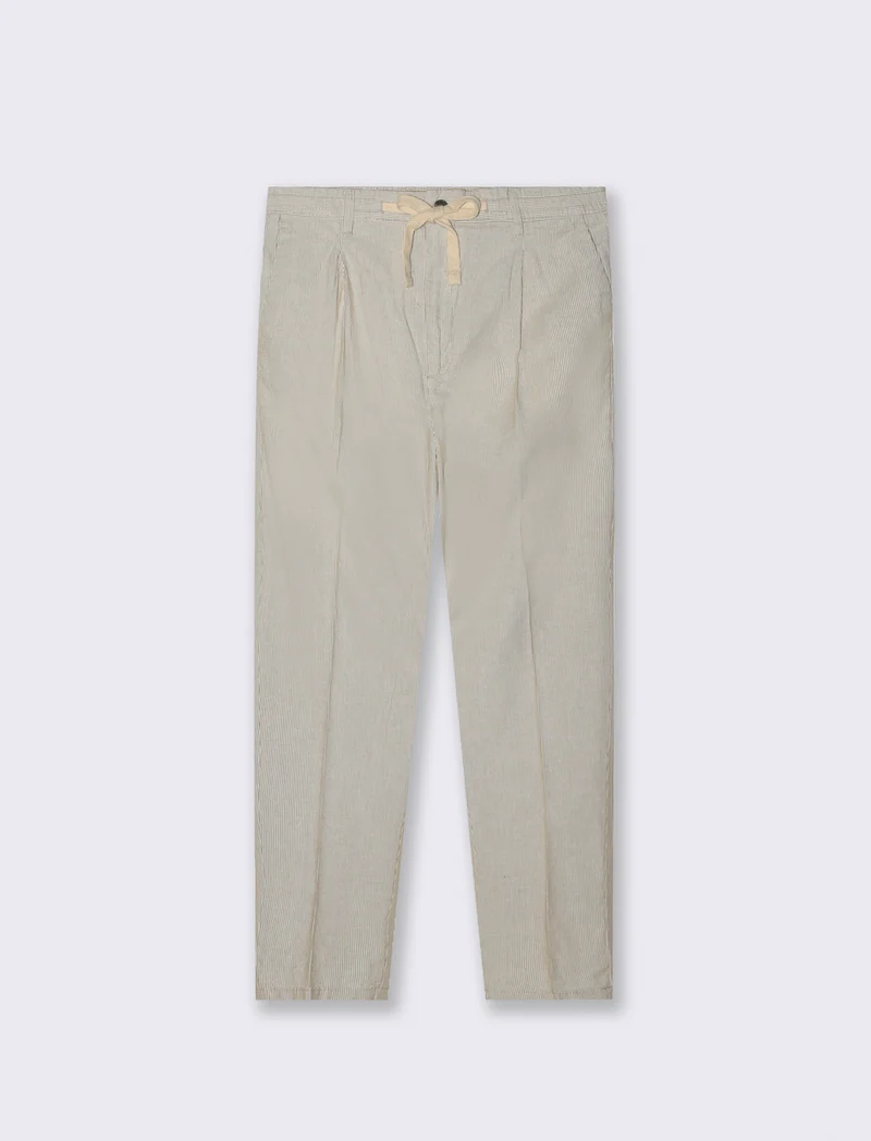 Pantaloni chino jogger misto lino a righe da uomo - Beige