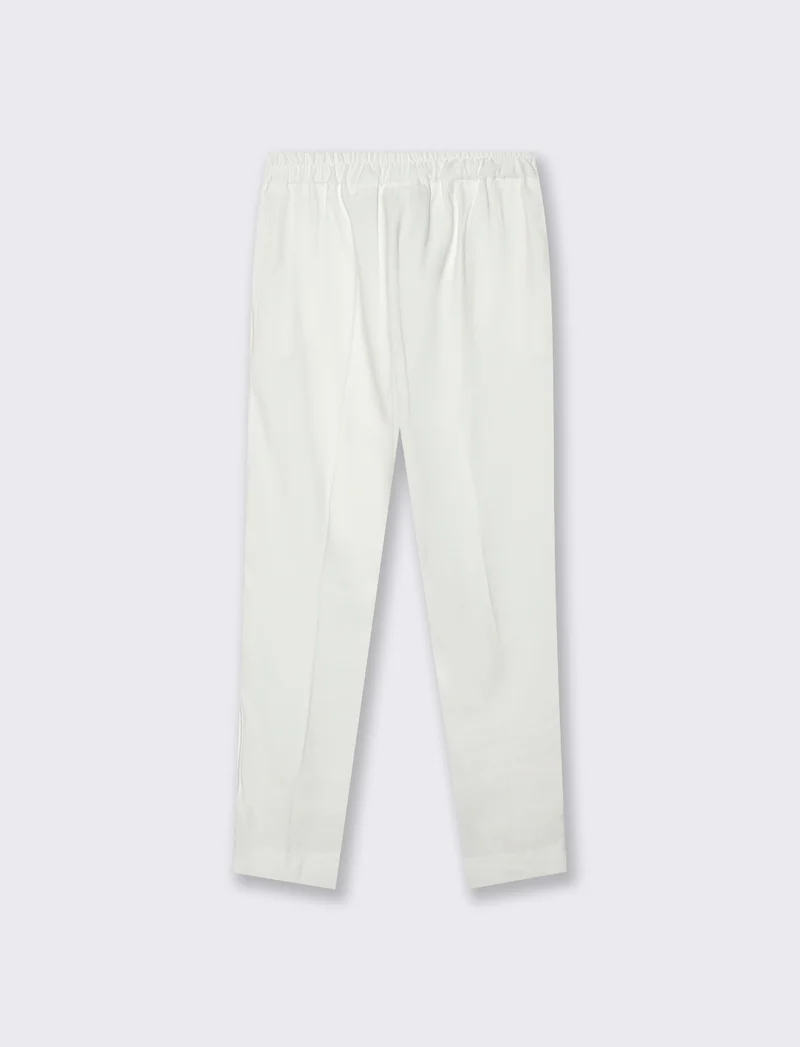 Pantalone regular con bottone gioiello - Bianco panna
