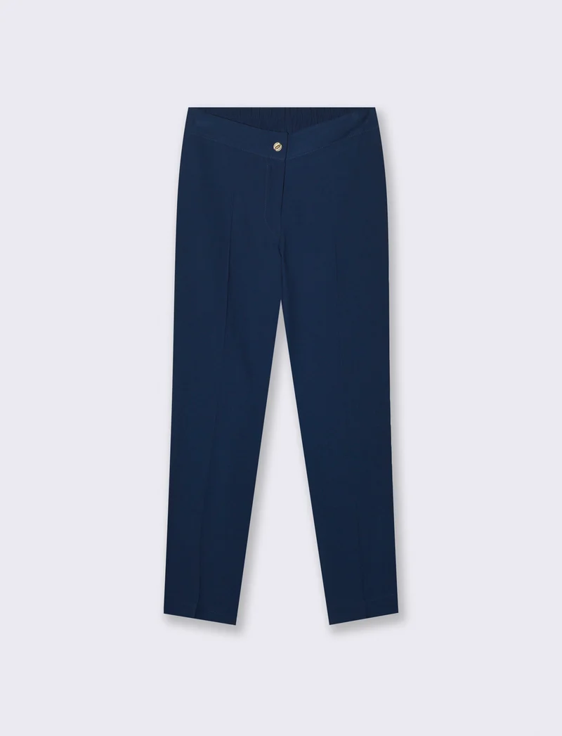 Pantalone regular con bottone gioiello - Blu