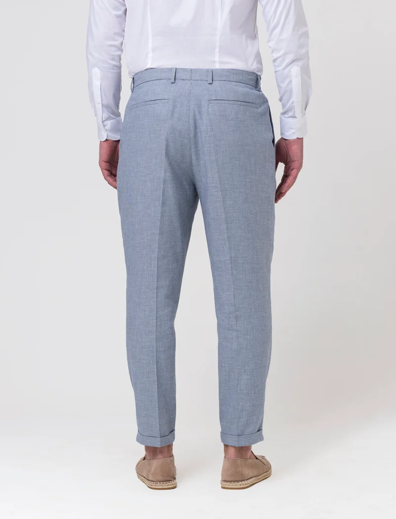 Pantaloni chino in popelin stretch da uomo - Blu