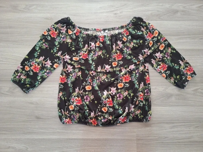Amisu Carmenbluse Blumen 38