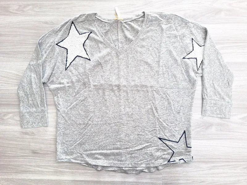 Key Largo Langarmshirt Paillettensterne 40