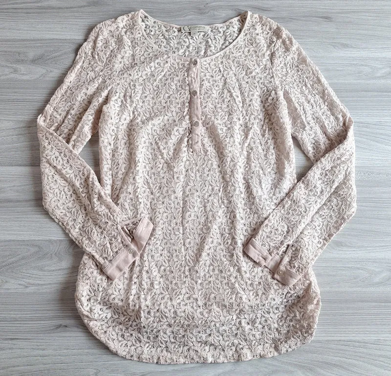 Comma Langarmshirt Spitzenoptik 36