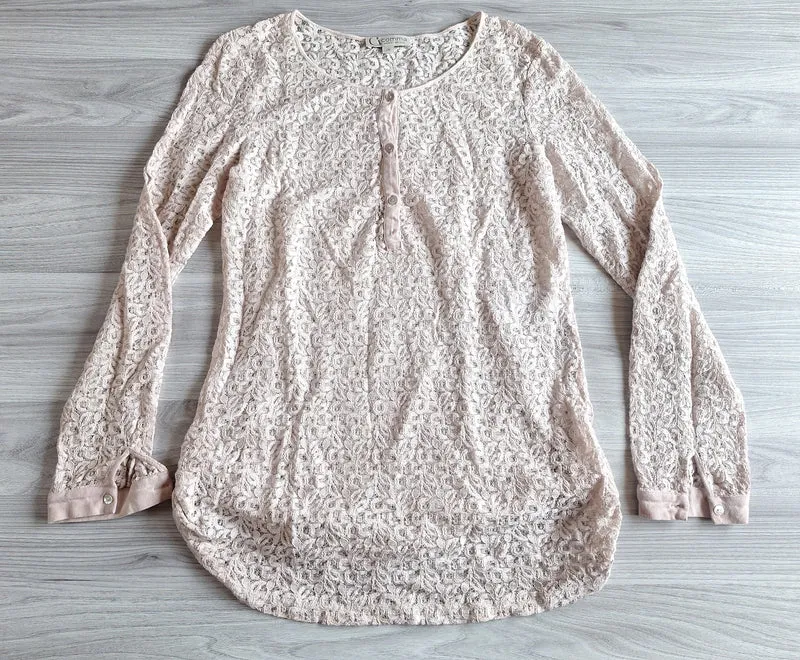 Comma Langarmshirt Spitzenoptik 36