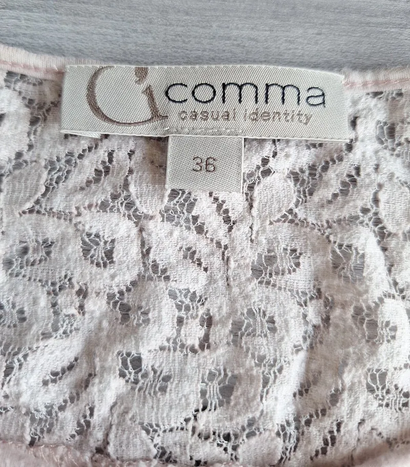 Comma Langarmshirt Spitzenoptik 36