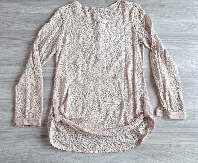 Comma Langarmshirt Spitzenoptik 36