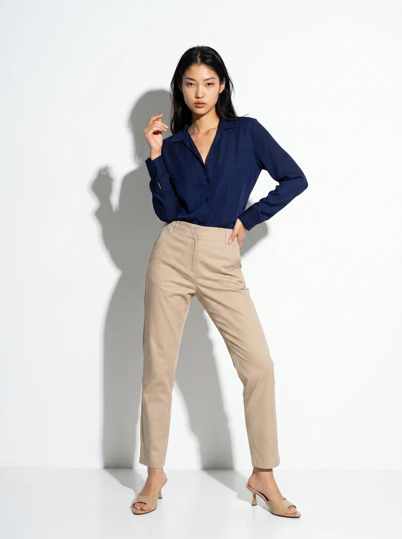 Camicia manica lunga con pieghe posteriori - Blu